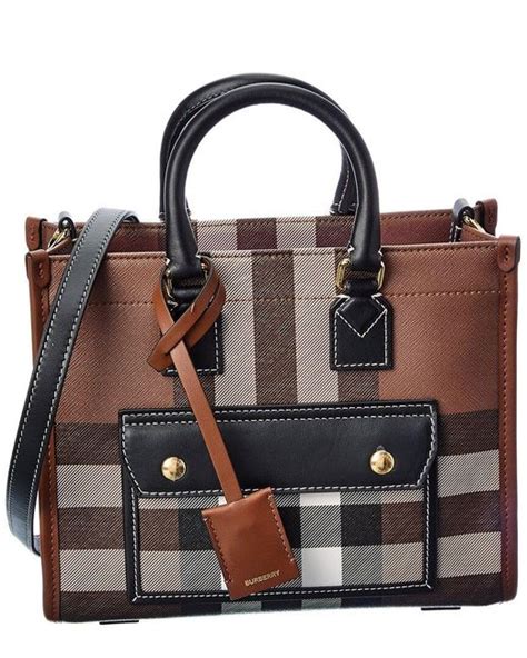 burberry medium coated leather tote|Burberry check and leather tote.